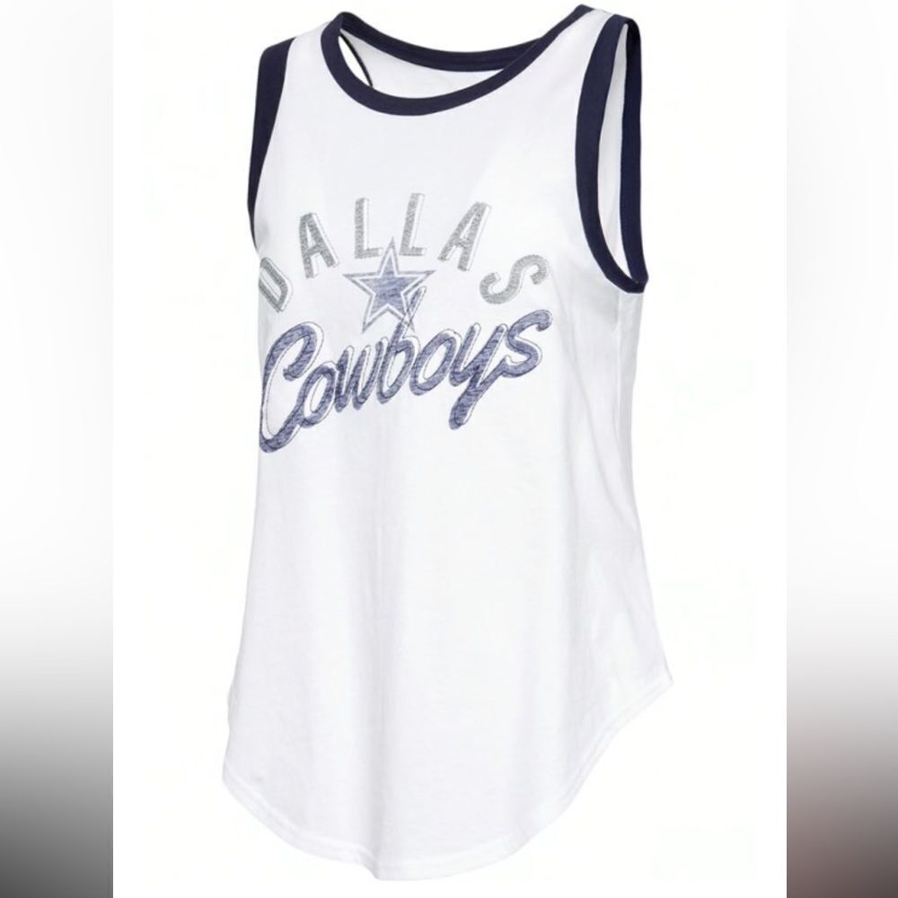NFL DALLAS COWBOYS WOMENS WHITE‎ PARADE TANK TOP BL/WHT NWT IN PKG
